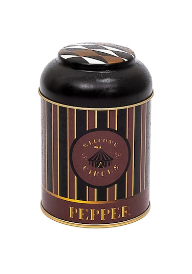 Circus Pepper Desenli Yuvarlak Metal Kutu, 9 X 11 Cm, 0.6 Lt