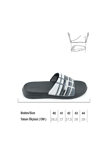 Gezer Erkek Yazlık Eva Islak Zemine Uygun Günlük Ev Bahçe Havuz Banyo Terlik Siyah