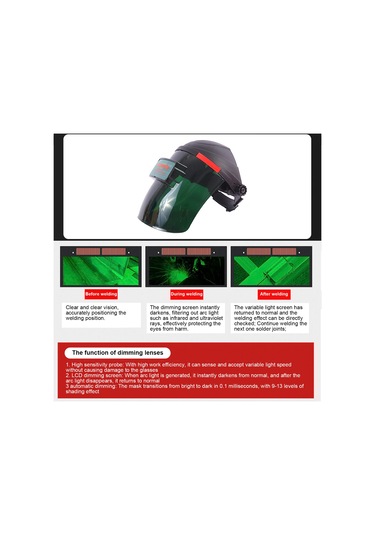 Mufunye Güneş Enerjili Otomatik Koyulaşan Kaynak Lens - 108x50mm Pp Malzeme Göz Koruyucu Maske Panel