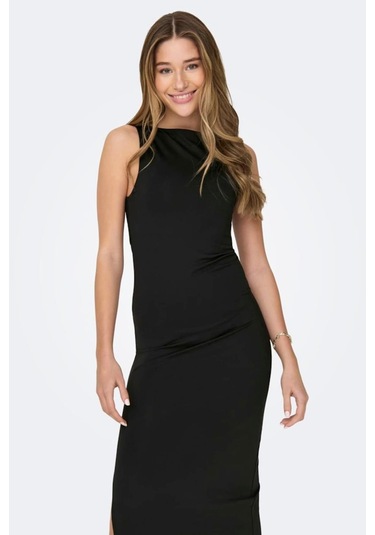 Onlea S/l Long Slıt Dress Jrs Siyah Cok Renklı