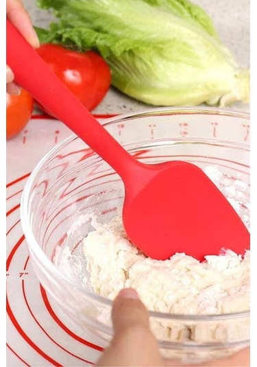 Silicolife Kaşık Spatula, Isıya Dayanıklı Yanmaz Yapışmaz Tek Parça Silikon Kaşık Spatula 27cm Kırmızı Kırmızı