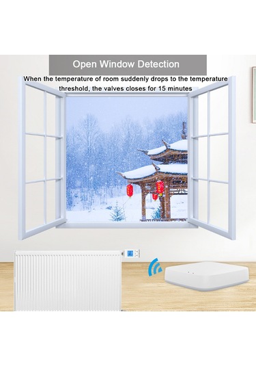 Jeehugo Zigbee 3.0 Akıllı Radyatör Termostati, 6 Çalışma Modu, Lcd Ekran, Uzak Kumanda, Alexa Ve Google Asistan Desteği Hy369-zb-rvt