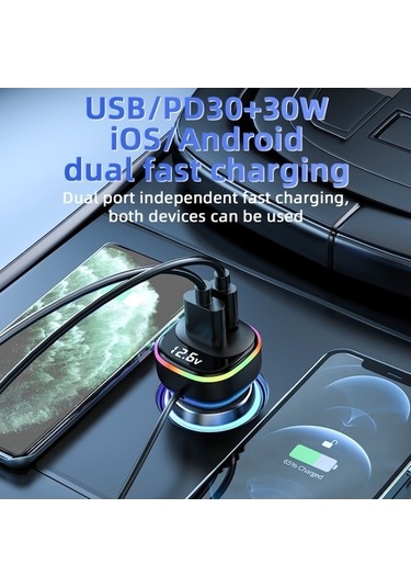 Novahub Yq5 Pd 105w Çakmak Adaptörü 5 Bağlantı Noktası Araç Şarj Cihazı Arka Koltuk İçin