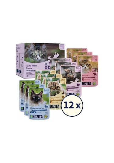Bozita Sos İçinde Etli Kedi Konservesi Multibox 12x85 Gr