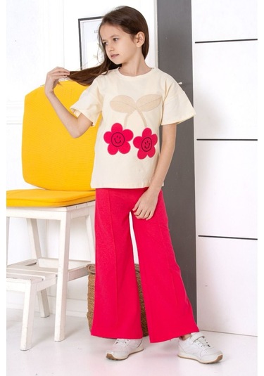 Çiçek Nakışlı İspanyol Paça Mevsimlik Takım Pembe