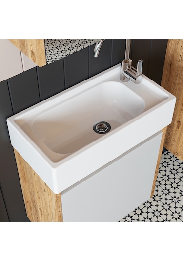 Roomart Ayaksız Tek Kapaklı Lavabolu 50cm Banyo Dolabı A.çam-beyz Atlantik Çam - Beyaz Roomart Ayaksız Tek Kapaklı Lavabolu 50cm Banyo Dolabı A.çam-beyz Atlantik Çam - Beyaz