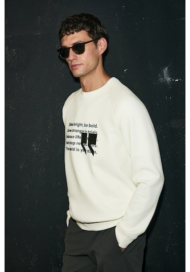 Lufian Shadow Erkek Sweatshirt Kırık Beyaz Kırık Beyaz 112030174100510 Beyaz