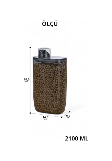 İronika 6'lı Silikon Kapaklı Ölçülü Saklama Erzak Bakliyat Kabı Kutusu Seti 2100 Ml Şeffaf