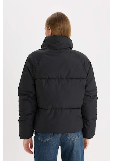 DeFacto Regular Fit Şişme Mont Fermuarlı Cepli E7385AX24WNBK27 Siyah