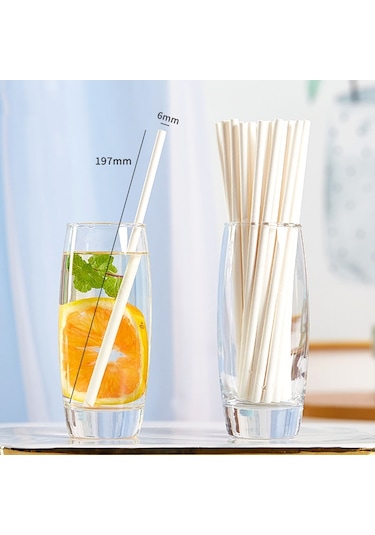 Sones 100 Adet / Paket 6x197mm Tek Kullanımlık Kağıt Pipetler Biyolojik Olarak Parçalanabilir Parti İçme Pipetleri Tatlı Masası Dekorasyon Malzemesi, Renk: Siyah