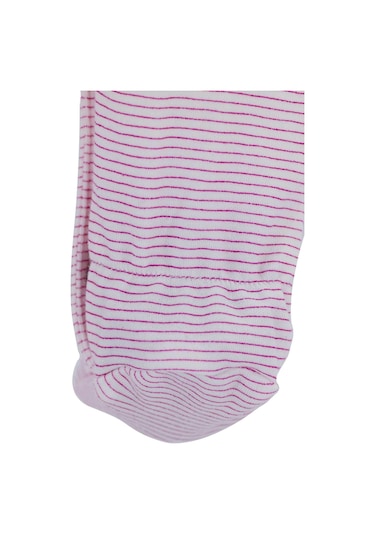 Boumini Bebek Tulumu Pembe Çizgili Patikli Tulum Fuşya