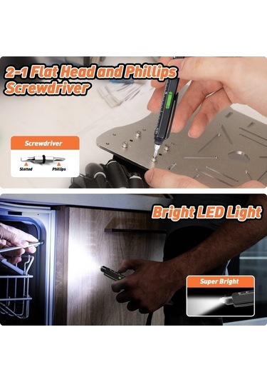 Fortunelane 9-in-1 Çok Fonksiyonlu Araç Kalemi Seti: Led Işık, Şarj Açıcı, Piliç Kesici Ve Daha Fazlası - 2 Adet Kutulu Siyah Siyah