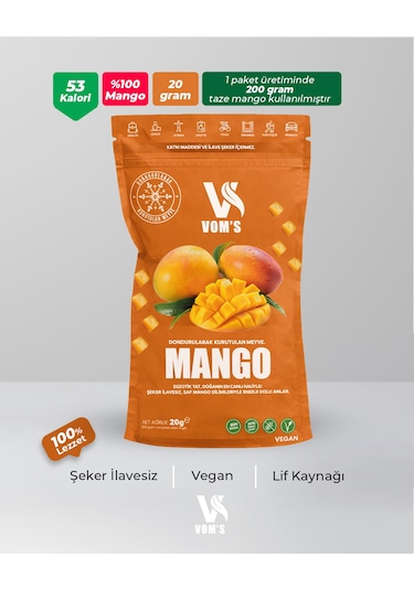Voms Dondurularak Kurutulmuş Meyve Cipsi - Freeze Dried Mango 20gr 20 G