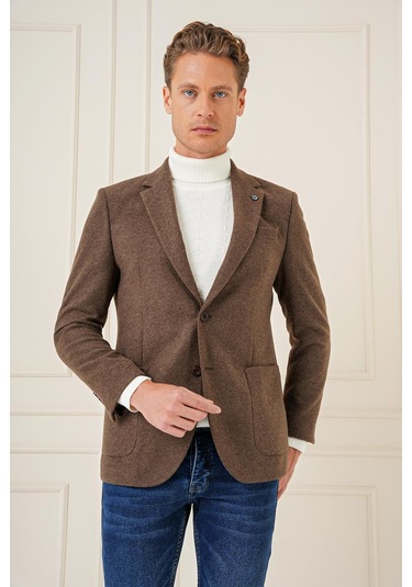 C 689 Slim Fit Kahve Spor Ceket Kahverengi