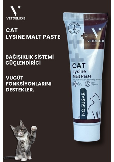 Vetdeluxe Lysine Malt Kedi Köpek Göz Sağlığı ve Solunum Yolu Destekleyici Malt 100 G