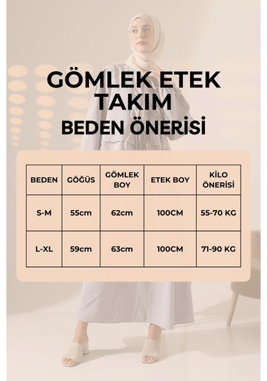 Kadın 100% Pamuk Modal Bordo Gömlek Etek Tesettür Takım Çok Renkli