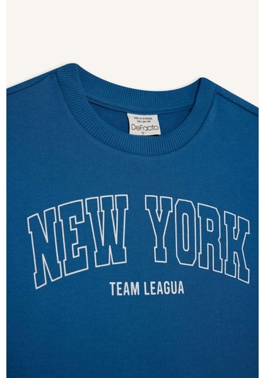 Defacto Kız Çocuk 2li Takım Baskılı Kısa Kollu Tişört Beli Lastikli Eşofman Altı E6414a825aube376 Mavi