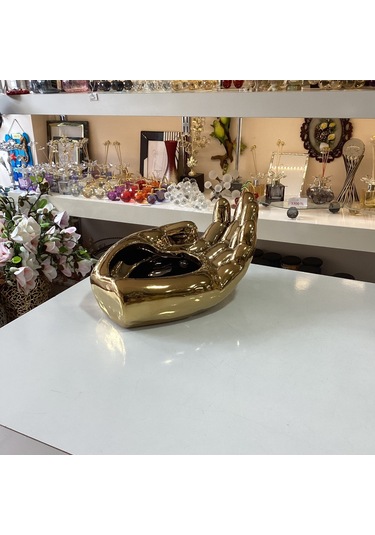 Dekoratif Biblo El Seramik Gold Renk