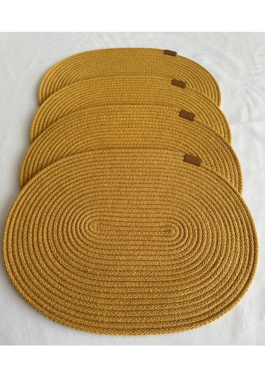 Jüt Amerikan Servis Sofra Altlığı, Masa Dekoru Supla Oval 30x40 4lü Hardal