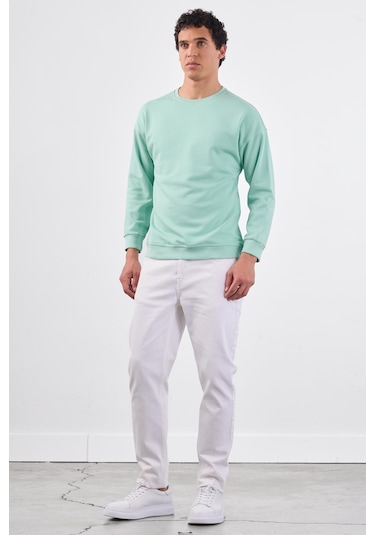 Dufy Mint Yeşili Bisiklet Yaka Regular Fit Erkek Sweatshirt Mint Yeşili