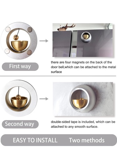 Neevoyu Magnetik Giriş Alarmı Zil - Mağaza/giriş Dekorasyonu - İki Yollu Kurulum Demir/ahşap Kapı - Gümüş Renk