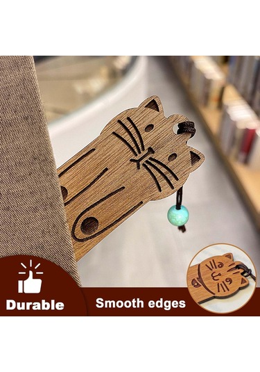 Sevimli Kedi Ayraçları, Kitap Sever Çocuklar İçin Kawaii Ahşap Ay