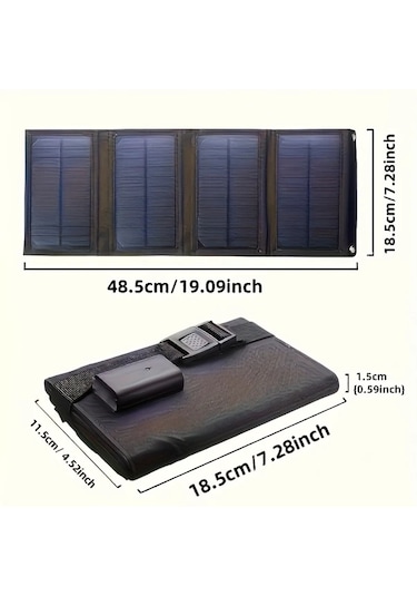 20w 4 Katlı Siyah Güneş Paneli Taşınabilir Katlanabilir Usb Şarj Cihazı Kamp Seyahat İçin Solar Panel