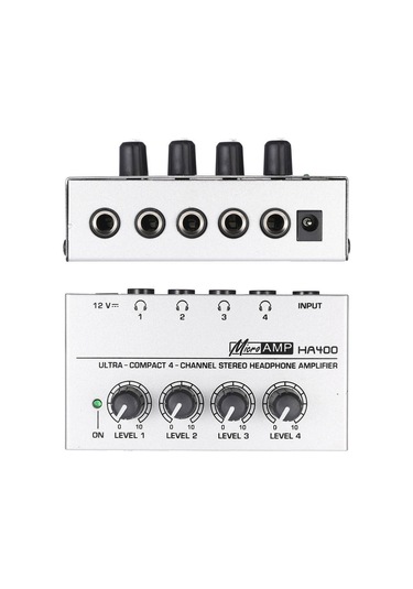 Jms HA400 Ultra Kompakt 4 Kanallı Mini Ses Stereo Kulaklık Amplifikatörü Güç Adaptörlü