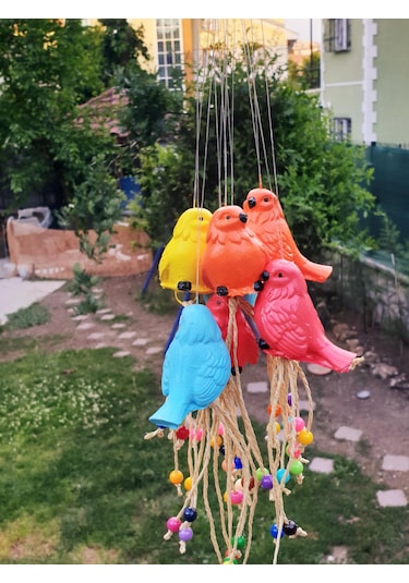 Dafniart 4 Lü Boncuklu Kuşlar Balkon Bahçe Duvar Dekoru