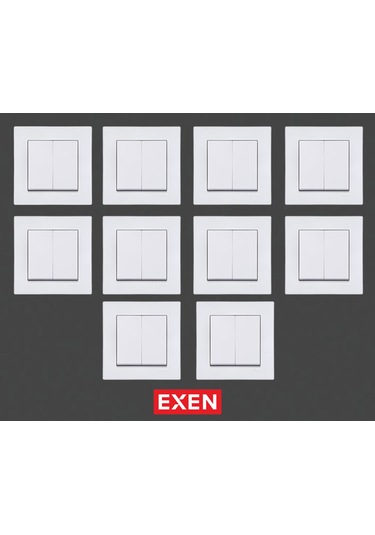 Exen Karell Beyaz Komütatör Çerçeveli 10 Adet