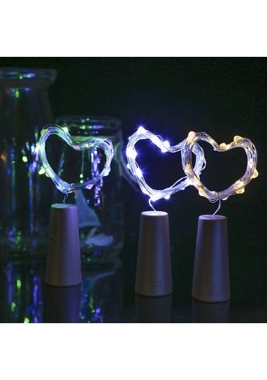 Moveevo Ip65 Su Geçirmez 2m 20 Led Bakır Tel Işık Zinciri, 4.5v 1.2w Şişe Tıpa Ambiyans Lambası, Beyaz Işık - Romantik Atmosfer Oluşturucu Beyaz