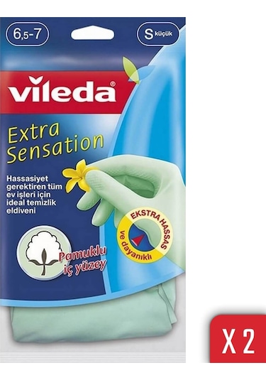 Vileda Extra Sensation Temizlik Eldiveni No 6,5-7 Küçük Boy 2'li