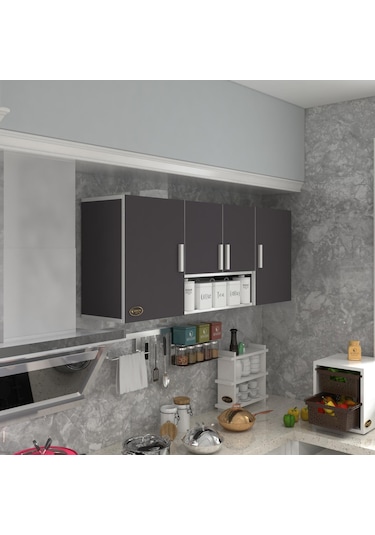 Kenzlife hazır mutfak floro32 gri 060*150*32 mutfak banyo dolabı kapaklı raflı