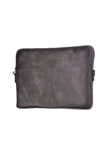 Bloomsleeve Leeds 16" Ash Gray Hakiki Deri Laptop & Tablet Kılıfı Gri