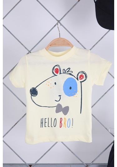 Babyhola 3'lü Tişört Keten Şort Şapka Erkek Bebek Çocuk Bayramlık Alt Üst Takım Elbise 02111 001