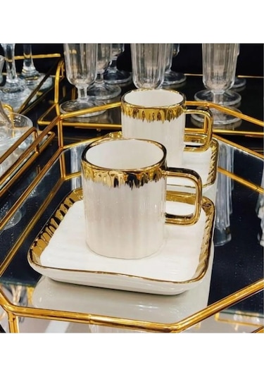 Çeyizci Çarşı Goldies Çay Ve Nescafe Fincanı Takımı 240 Cc Purebone-267 Gold