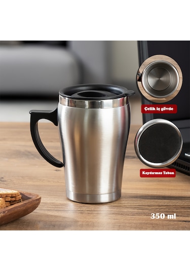Porsima 05550 Paslanmaz Çelik Termos Kupa Termos Bardak 350ml Güm