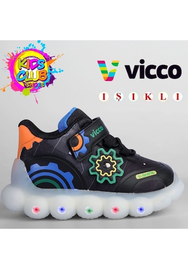 Vicco Port Ortopedik Taban Işıklı Çocuk Bot Siyah
