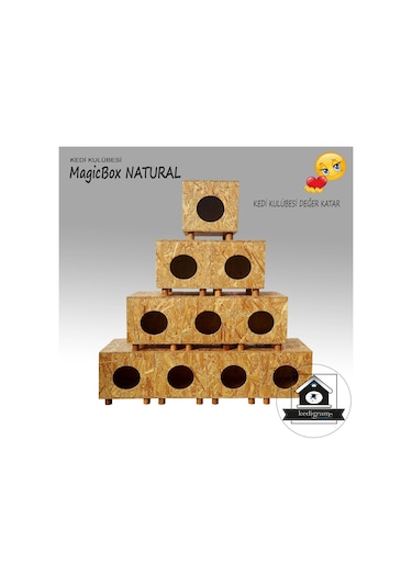 Kedi Kulübesi Magicbox V Vernik Korumalı Ahşap Kedi Evi 36 x 32 x 37 CM
