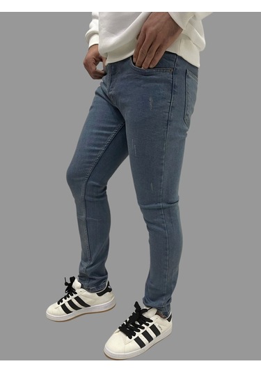 Erkek Dar Paça Tırtıklı Newone Skyblue Kot Pantolon Gök Mavisi
