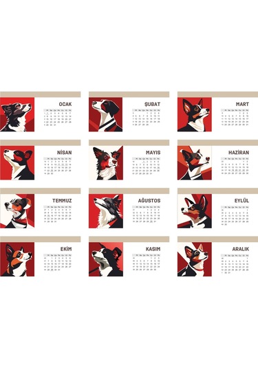 Köpek Temalı Poster Masaüstü Takvimi-2219