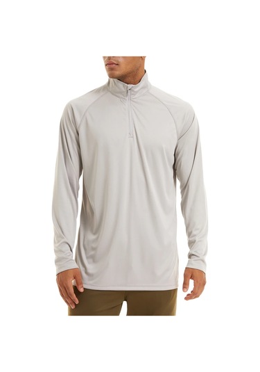 Tacvasen Erkek Anti-uv Güneş Korumalı Uzun Kollu Zip T-shirt Yaz Golf Egzersiz Özbekistangrierkek Gri