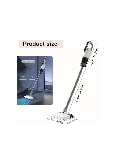 Elmpaly Beyaz Kablosuz Elektrikli Süpürge Ve Süpürge Kombinasyonu 3 Hız Ayarlı Usb Şarj Edilebilir