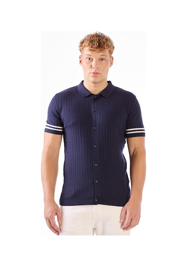 Dufy Fitilli Polo Triko Tshirt Lacivert