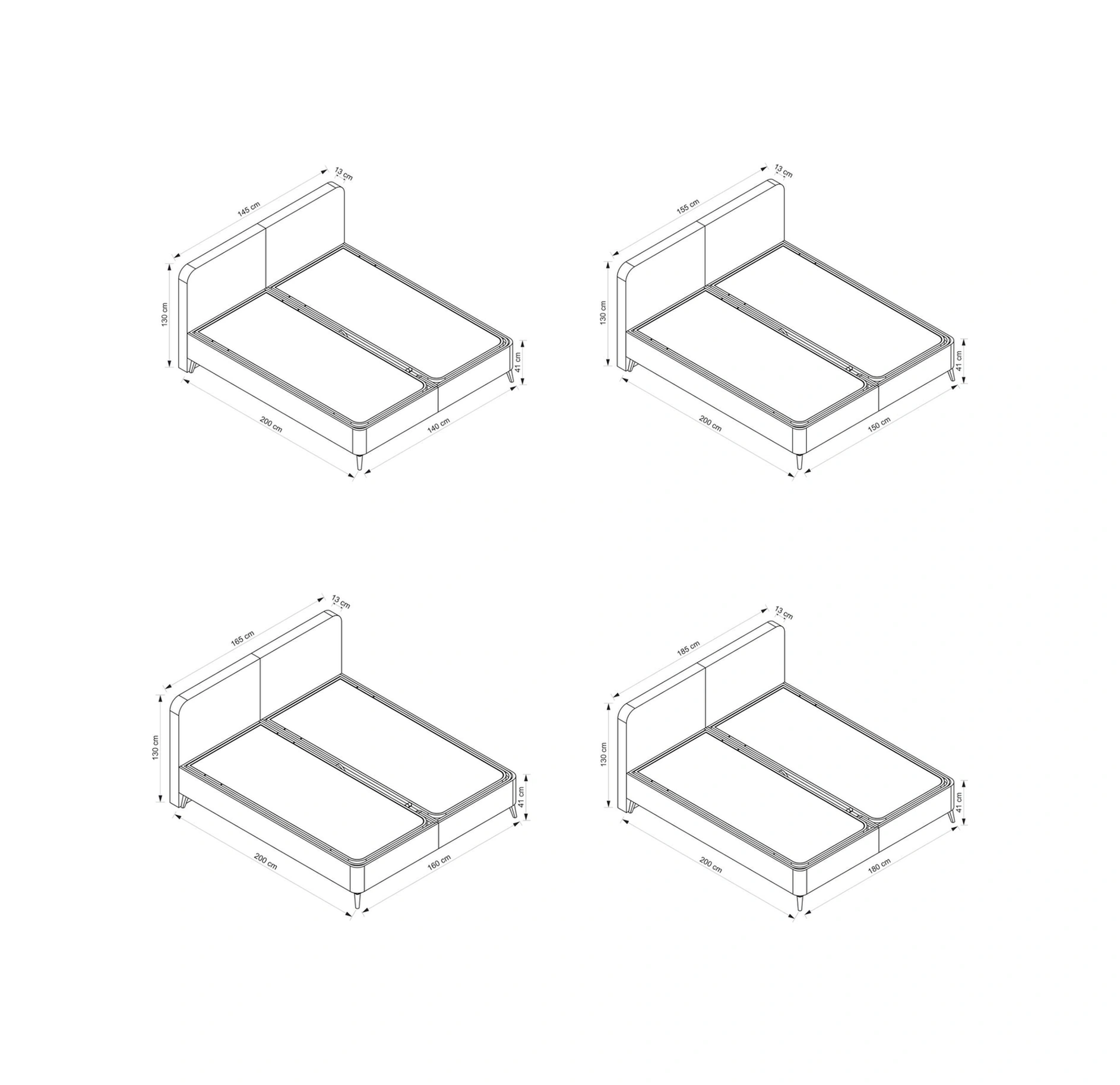 Plus Baza Başlık Siyah Ayak Pamira01 160x200 160 x 200 CM