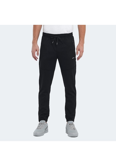 Slazenger ONLY IN Erkek Fermuar Cepli Siyah Eşofman Altı