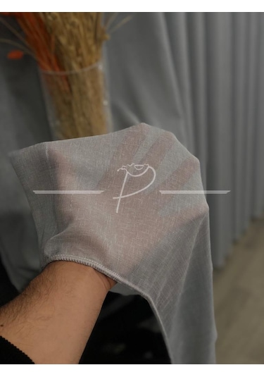 Tül Perde Brillant MArka Foldet Keten Açık Gri Etek Kurşun Sarımlı Çok Renkli