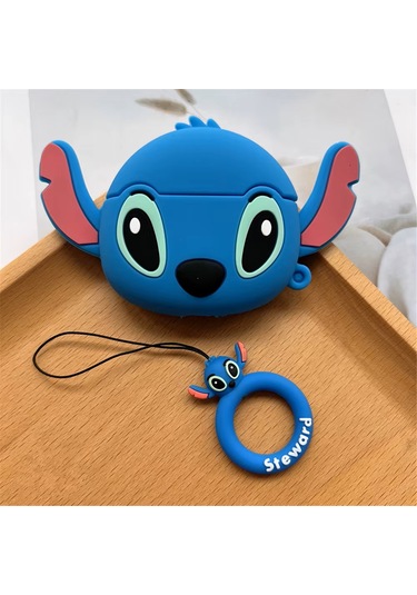 Apple Airpods Pro 3. Nesil 2025 Uyumlu Figürlü Silikon Kılıf Anahtarlıklı Kılıf Açık Mavi