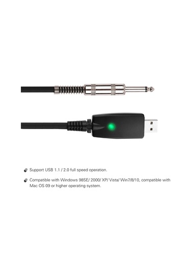 Maiyame Gitar Usb-audio Kablosu 2.8m - Usb'den 6.35mm'ye Dönüştürücü, 16bit 48khz, Windows Ve Macos Uyumlu, Plug & Play