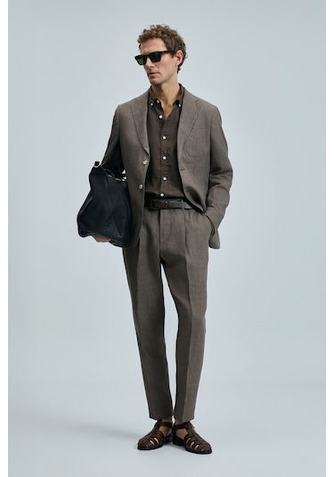 Lufian Jaques Spor Erkek Blazer Ceket Slim Fit Kahverengi Kahverengi 111140172100400 Kahverengi